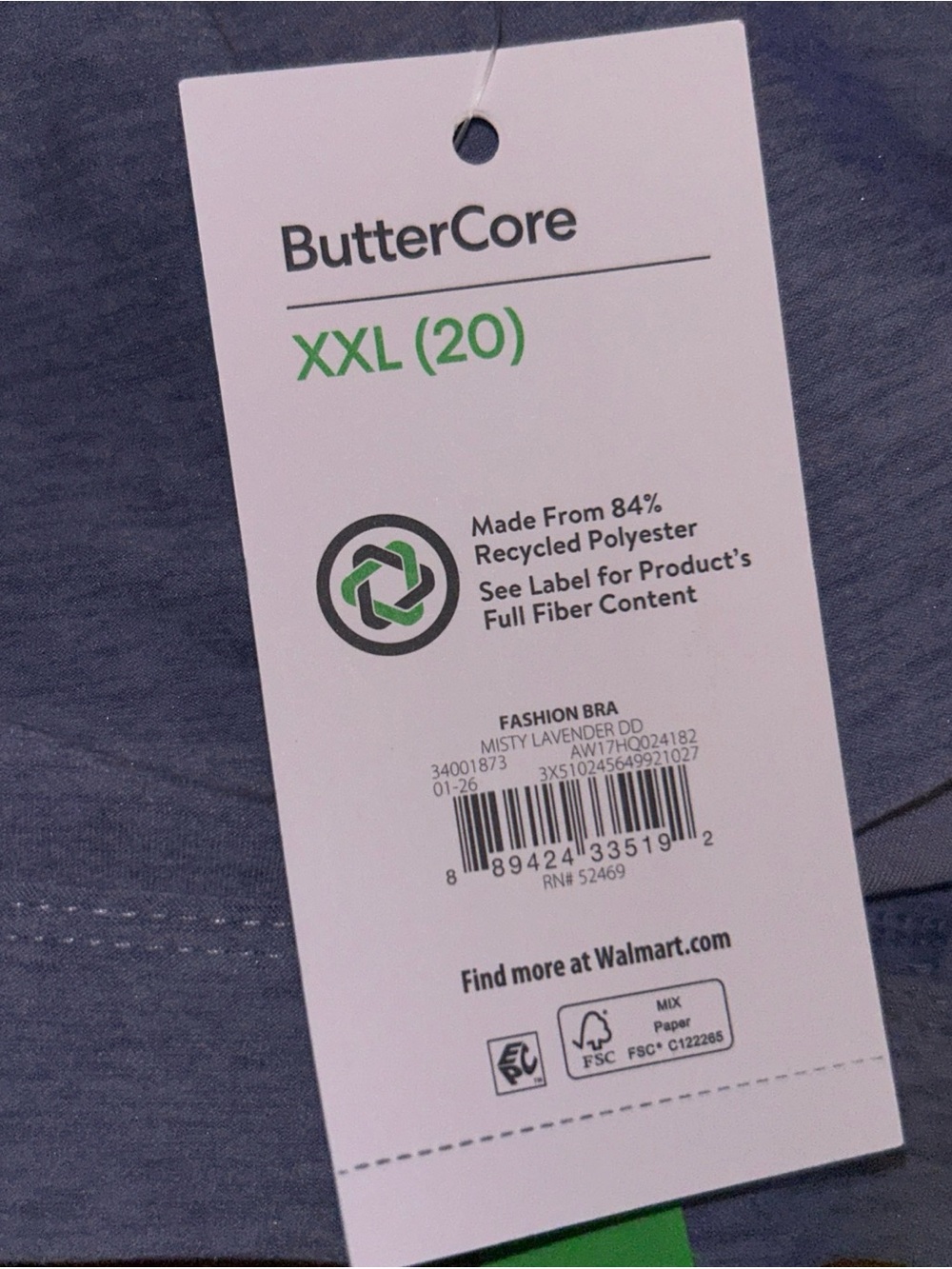 NWT Athletic Works Women's ButterCore Sports Bra, Size XXL(20) - Picture 6 of 6
